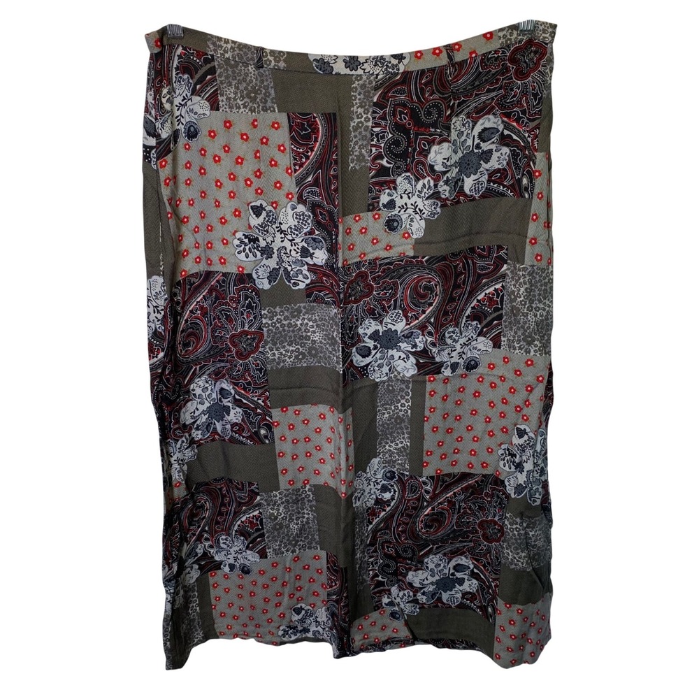 Sag Harbor Patchwork Midi Skirt Women 18 Multicolor Paisley Floral Cottage Artsy